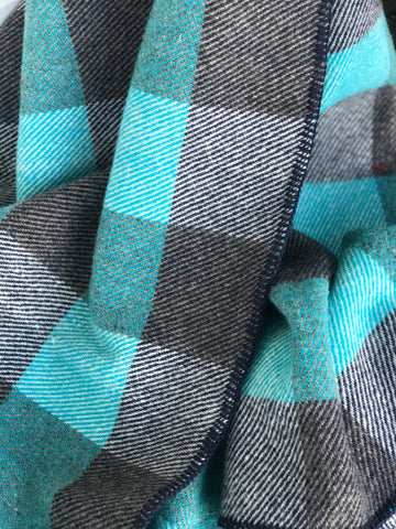 MacAusland's Checked Throw - Navy and Turquoise
