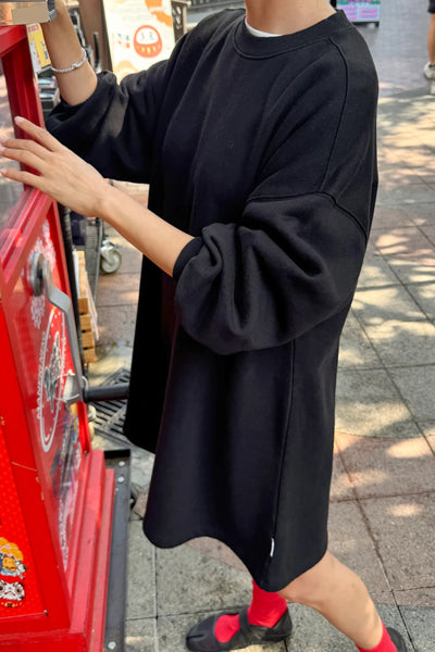 Pre- order: French Terry Swing Dress - Black