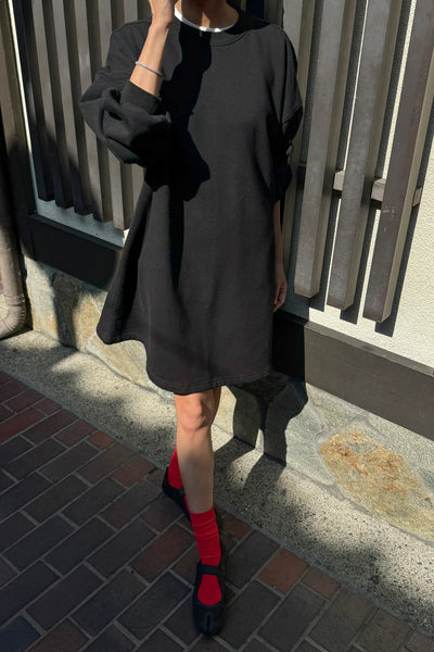 Pre- order: French Terry Swing Dress - Black