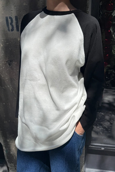 Heavy Cotton Raglan Long Sleeve Tee - White/Black