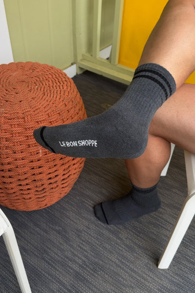 Extended Boyfriend Socks  - Charcoal