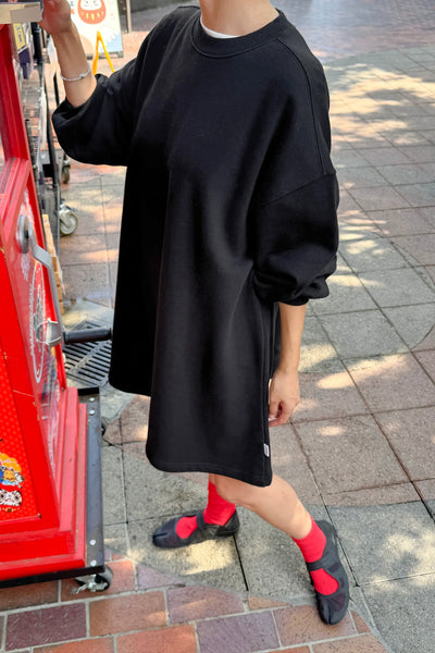 Pre- order: French Terry Swing Dress - Black