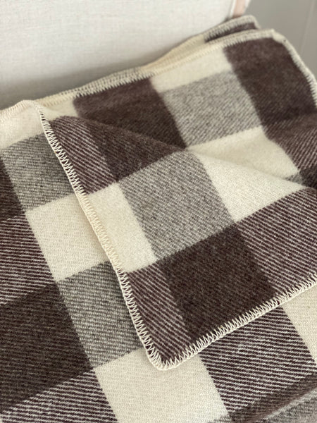 MacAusland's Throw Blanket  - Chocolate Brown and Cream