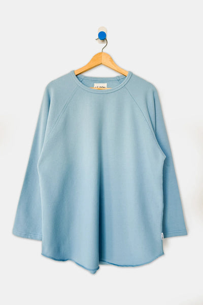 Pre-Order: French Terry Cotton Raglan Long Sleeve Tee - Dream Blue