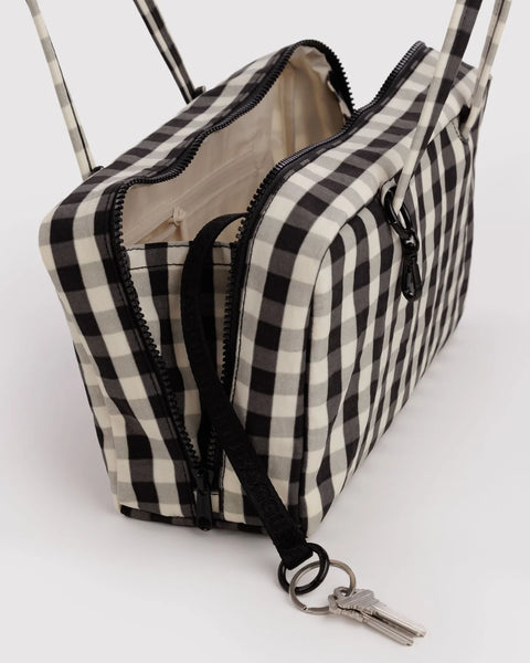Nylon Bowler Bag - Black Gingham