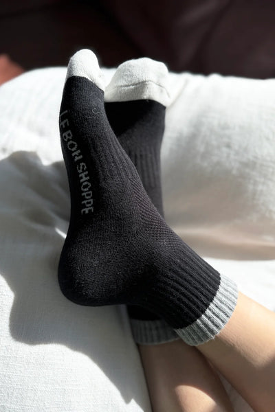 Colourblock Girlfriend Socks - Black Grey