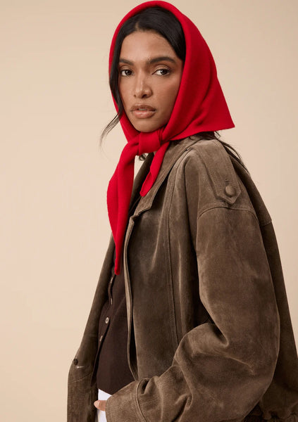 Merino Triangle Scarf - Red