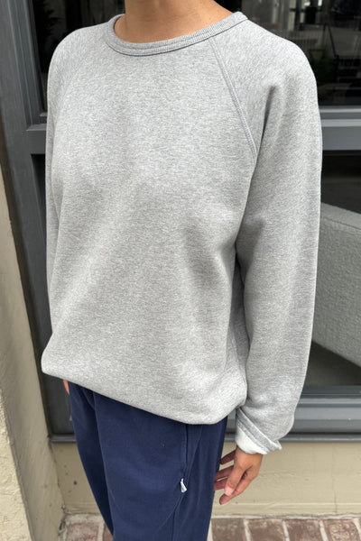 Pre-Order: French Terry Cotton Raglan Long Sleeve Tee - Melange Grey
