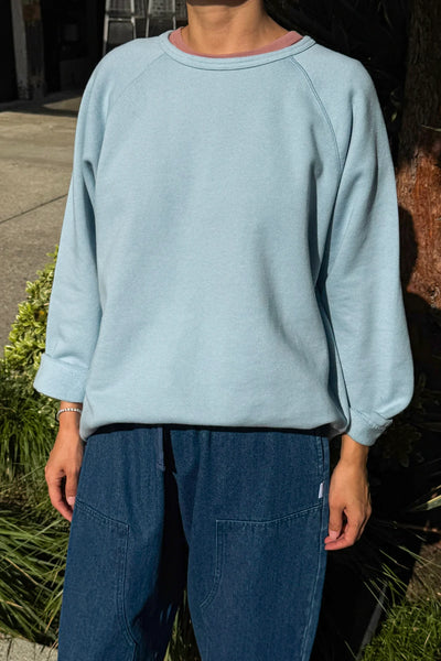 Pre-Order: French Terry Cotton Raglan Long Sleeve Tee - Dream Blue