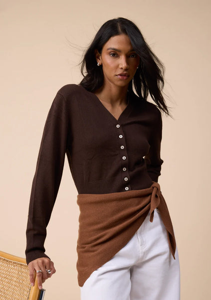 Merino Triangle Scarf - Brown