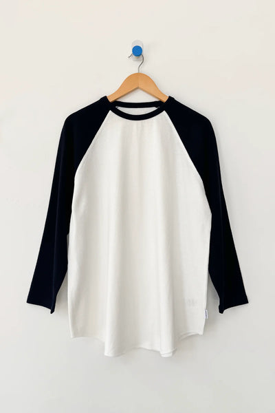 Heavy Cotton Raglan Long Sleeve Tee - White/Black