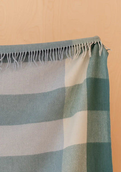 Recycled Wool Blanket in Blue Check