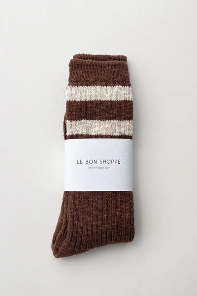 Cottage Varsity Socks - Bear Cream Stripe