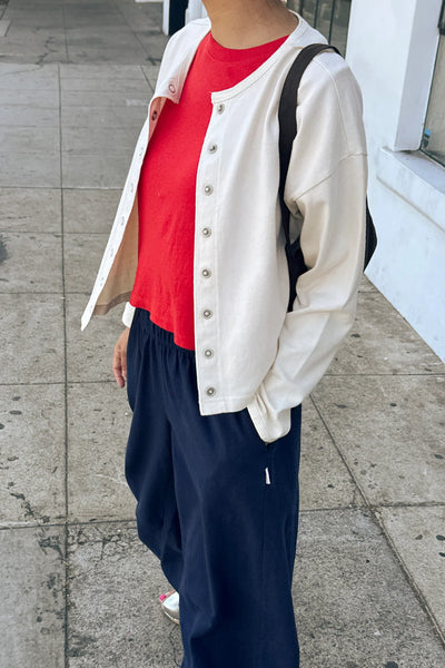 Soft Jersey Snap Cardigan - Naturel