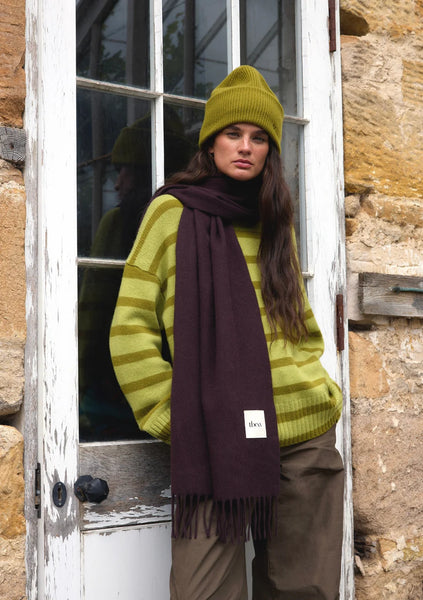 Lambswool Oversized Scarf in Dark Brown