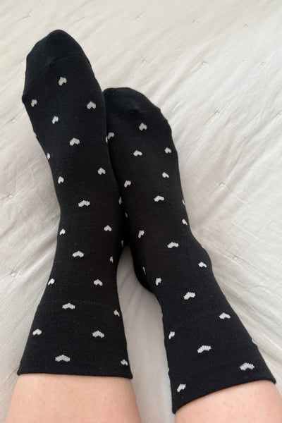 Heart Sneaker Socks - Black/White