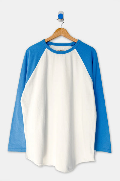 Heavy Cotton Raglan Long Sleeve Tee - White/French Blue