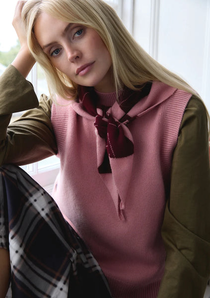 Merino Triangle Scarf - Pink Argyle