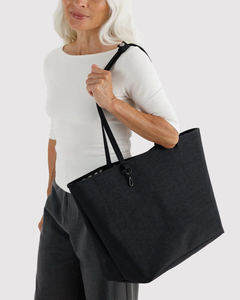 Large Nylon Reversible Tote - Black/Gingham