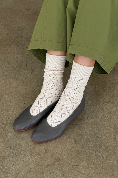 Modal Eyelet Socks - Oyster