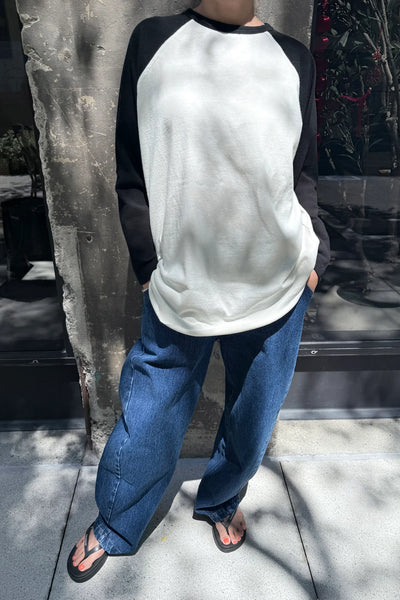 Heavy Cotton Raglan Long Sleeve Tee - White/Black