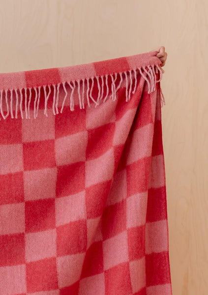 Recycled Wool Blanket in Pink and Red