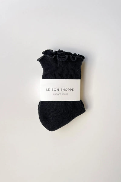 Ruffled Hugger Crew Socks - Black / Black