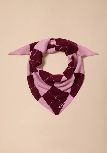 Merino Triangle Scarf - Pink Argyle