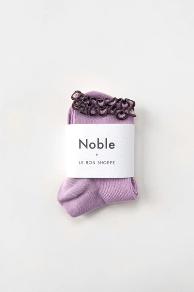 THE PETITE RUFFLED MODAL SOCKS - LILAC/BROWN