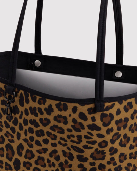Medium Nylon Reversible Tote - Leopard/Black Mix