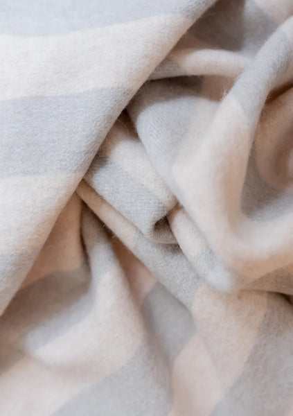 Baby Blanket - Oatmeal and Grey Stripe