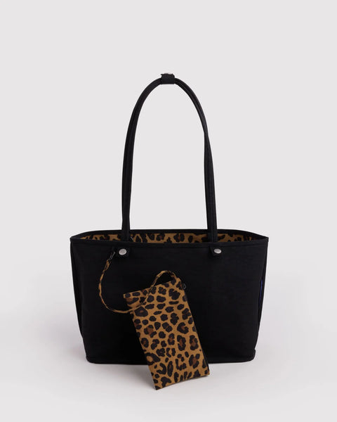 Medium Nylon Reversible Tote - Leopard/Black Mix