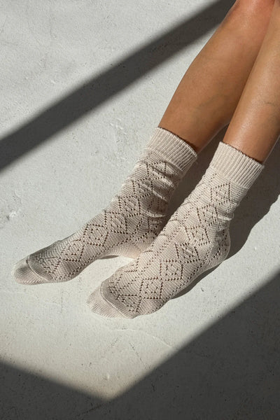 Modal Eyelet Socks - Oyster