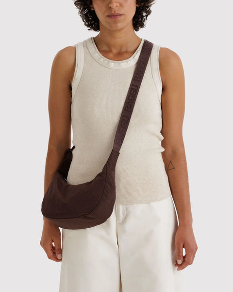 Small Nylon Crescent Bag - Coffee