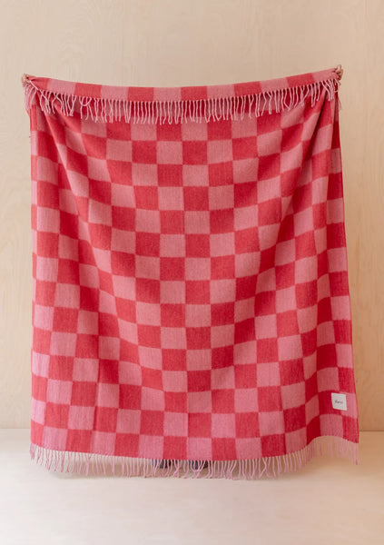 Recycled Wool Blanket in Pink and Red
