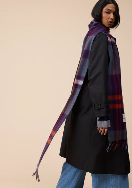 Lambswool Skinny Scarf in Modern Blue and Green Tartan