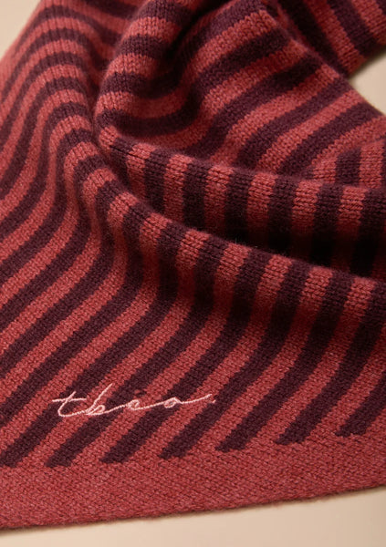 Merino Triangle Scarf - Berry Stripe