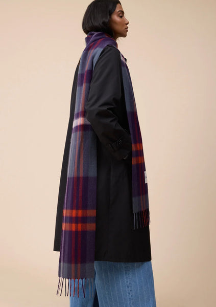 Lambswool Skinny Scarf in Modern Blue and Green Tartan