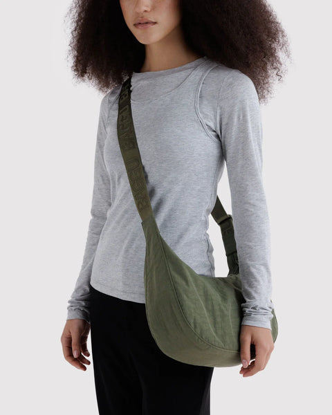 Medium Nylon Crescent Bag - Caper