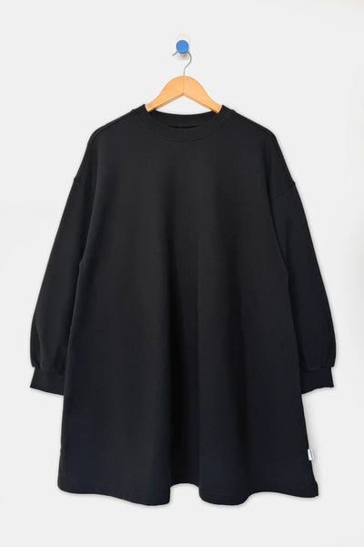 Pre- order: French Terry Swing Dress - Black