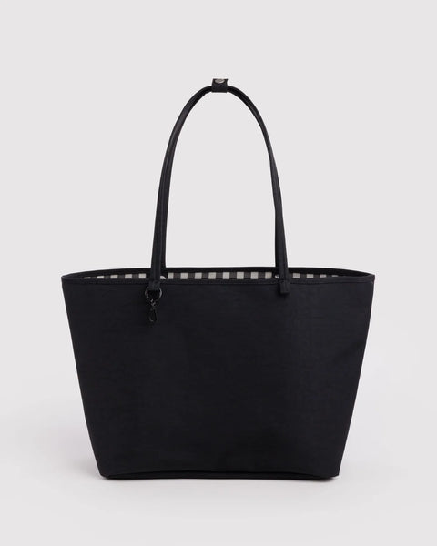 Large Nylon Reversible Tote - Black/Gingham