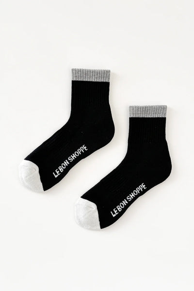 Colourblock Girlfriend Socks - Black Grey