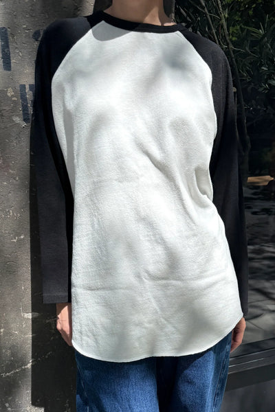 Heavy Cotton Raglan Long Sleeve Tee - White/Black
