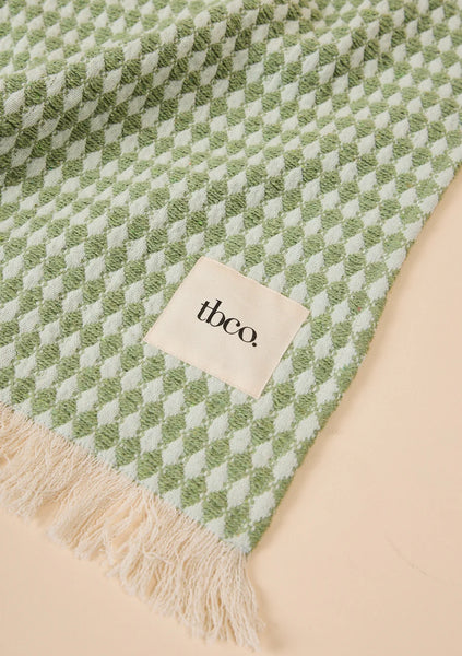 Cotton Throw Green Argyle