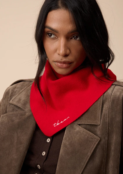 Merino Triangle Scarf - Red