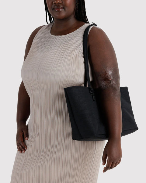 Medium Nylon Reversible Tote - Black/Gingham