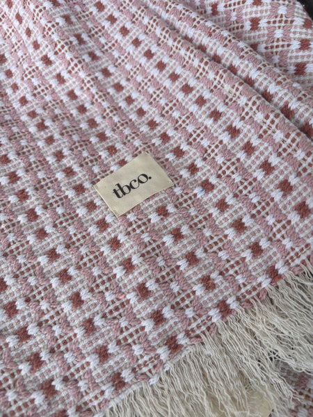Cotton Throw Pink Geometric