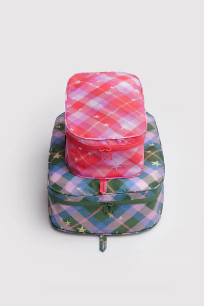 Packing Cube Set - Pink Star Plaid