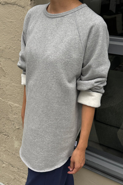 Pre-Order: French Terry Cotton Raglan Long Sleeve Tee - Melange Grey