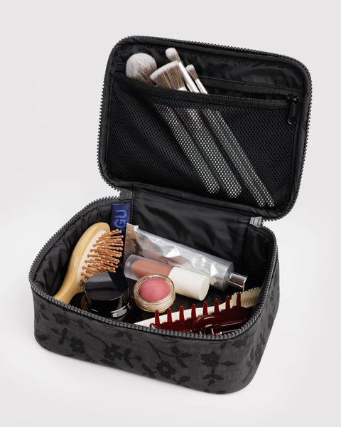 Small Cosmetic Case - Charcoal Ditsy Flower